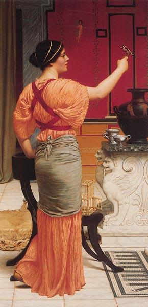 John William Godward Lesbia with her Sparrow Sweden oil painting art